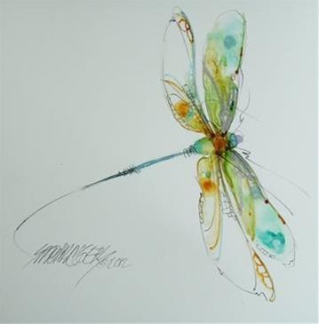 359x365 Sarah Rogers Art Official Website Dragonflies - Dragonfly Painting Watercolor