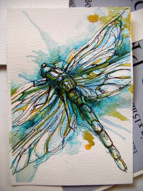 500x667 Blue Dragon By ~saturnonastick Httpsaturnonastick. - Dragonfly Painting Watercolor