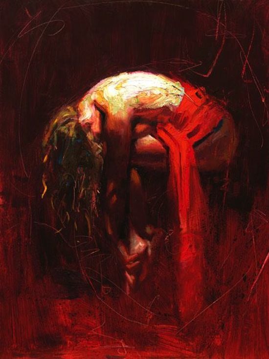 550x733 Beautiful Palette Knife Paintings Of Dramatic Female Figures - Dramatic Painting