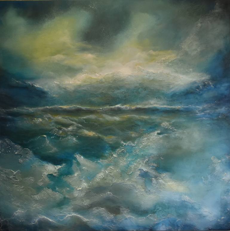 770x775 Saatchi Art Dramatic Seas Painting By Tamara Bettencourt - Dramatic Painting