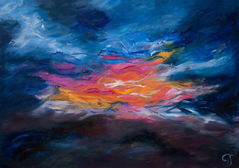 770x541 Saatchi Art Dramatic Sunset Painting By Halina Kucheriava - Dramatic Painting
