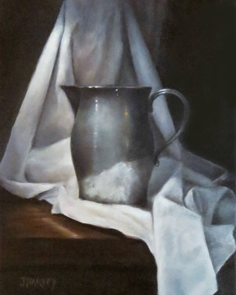 770x963 Saatchi Art Pewter Jug With Drapery Painting By Judith Harvey - Drapery Painting