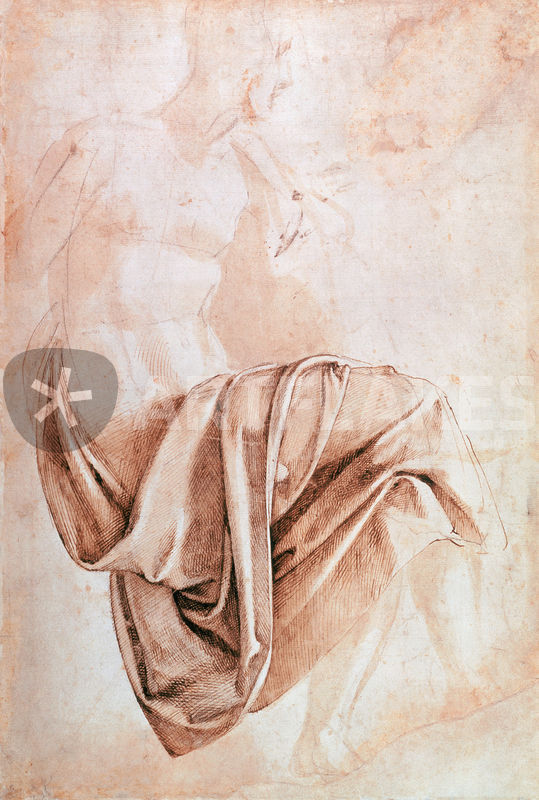 539x800 Study Of Drapery (Drawing) Painting Art Prints And Posters By - Drapery Painting