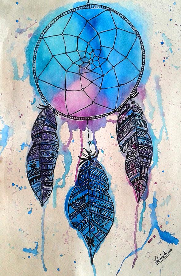 590x900 Dream Catcher Painting Painting By Valia Valladares - Dream Catcher Painting