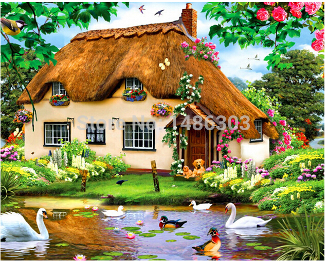 638x509 3d Diy Diamond Painting Beautiful Dream House Garden 40x30cm - Dream House Painting