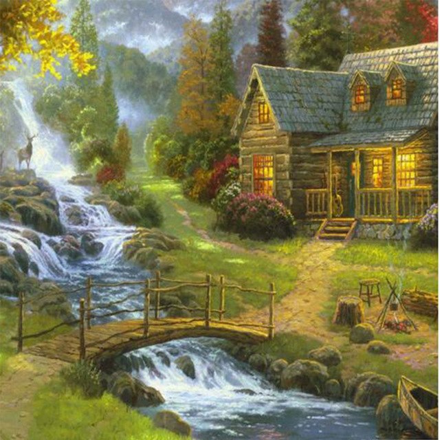 640x640 5d Diamond Diamond Embroidery Dream House Painting Diy Drill - Dream House Painting