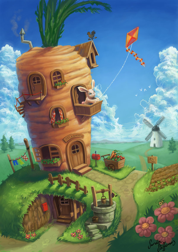 600x850 Bunny Dream House By Sandrakristin - Dream House Painting