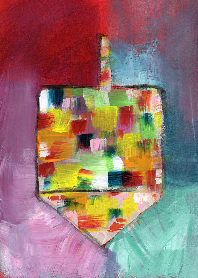 642x900 Dreidel Of Many Colors Art By Linda Woods Painting By Linda Woods - Dreidel Painting