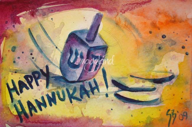 650x432 Dreidel And Gelt By Shoshanna Bauer - Dreidel Painting