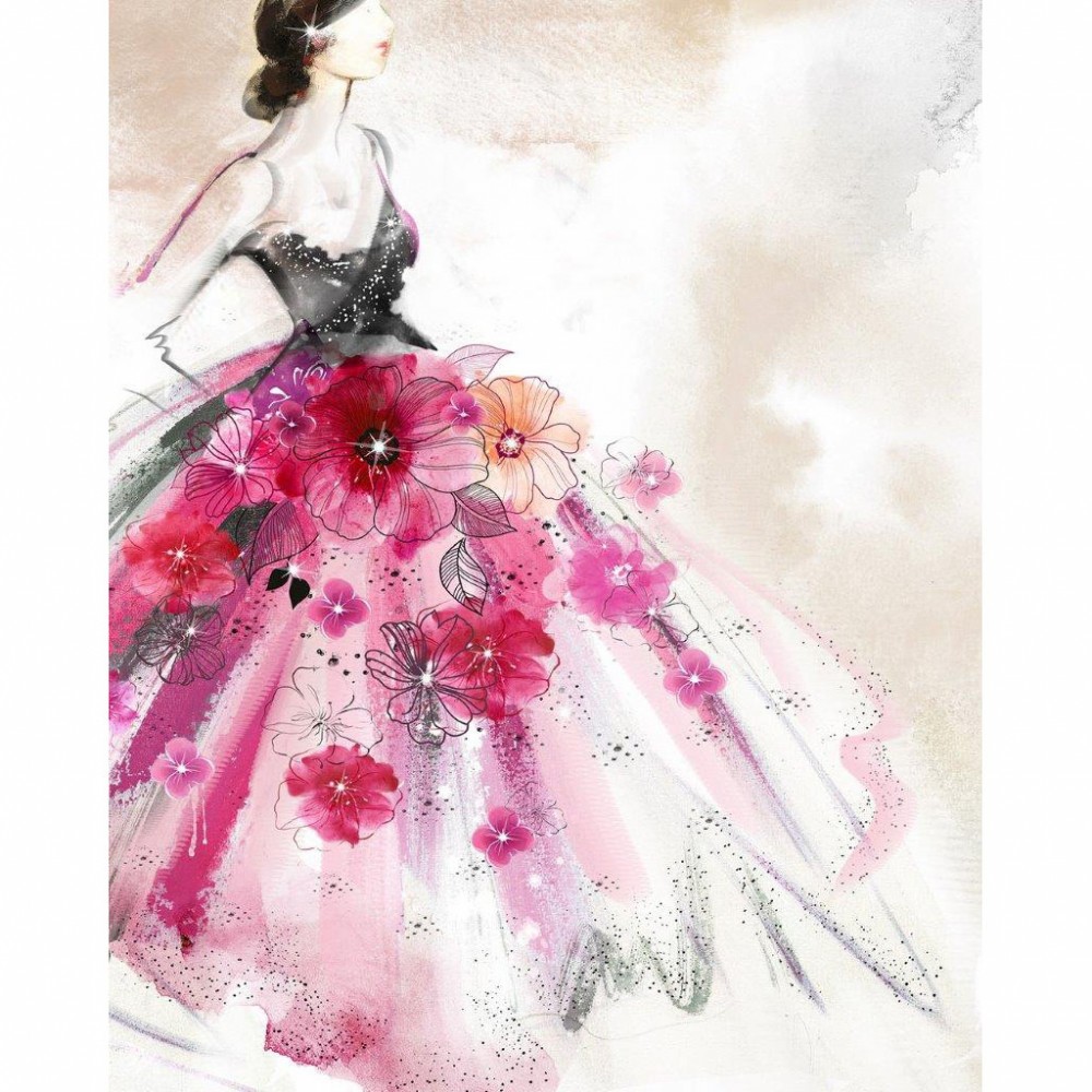 1000x1000 Dress With Flowers 2 Painting - Dress Painting