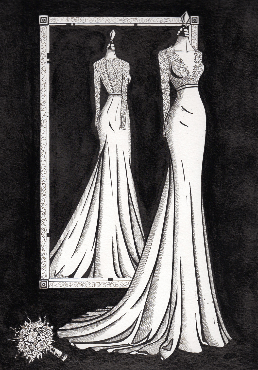 1047x1501 Mirror View Painting - Dress Painting