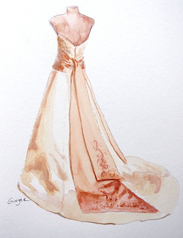 615x800 Vanessa Robert Weddings Ginger Vogt Painting Of Your Wedding - Dress Painting