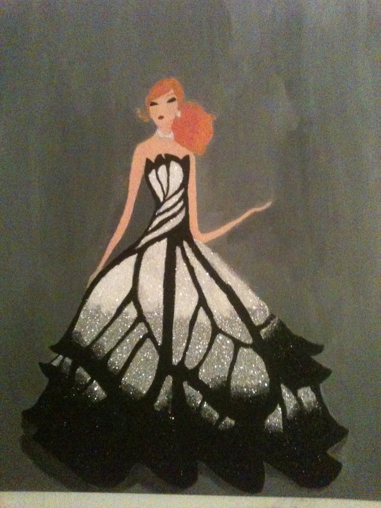 774x1032 Butterfly Dress Acrylic Painting By Iloverienimparisien - Dress Painting