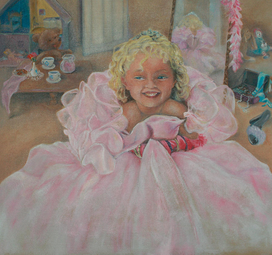 900x844 Little Girl Dress Up Painting By Anika Ferguson - Dress Up Painting