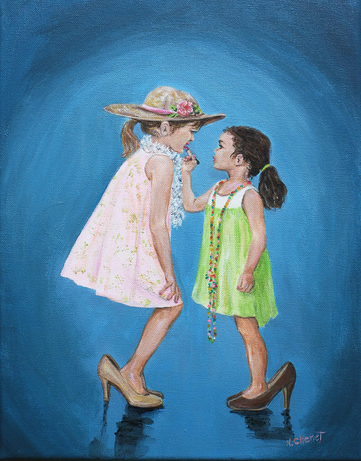 705x900 Playing Dress Up Painting By Nancy Chenet - Dress Up Painting
