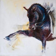 236x236 Minimal Contemporary Grey Dressage Horse Painting By Www - Dressage Horse Painting