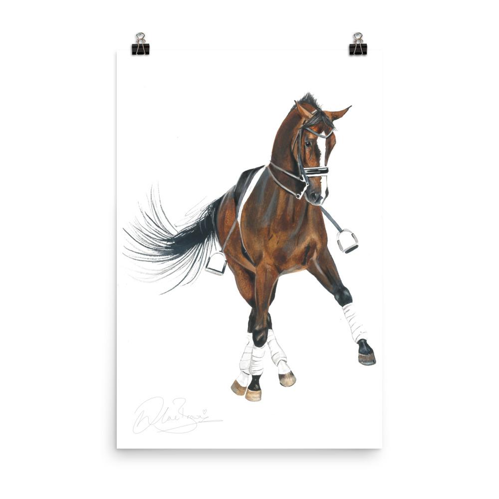 1000x1000 Two Step' Dressage Horse Watercolour Artwork Painting Print Giclee - Dressage Horse Painting