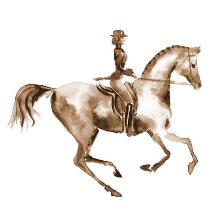 700x700 Watercolor Rider And Dressage Horse On White. Equestrian Sport - Dressage Painting