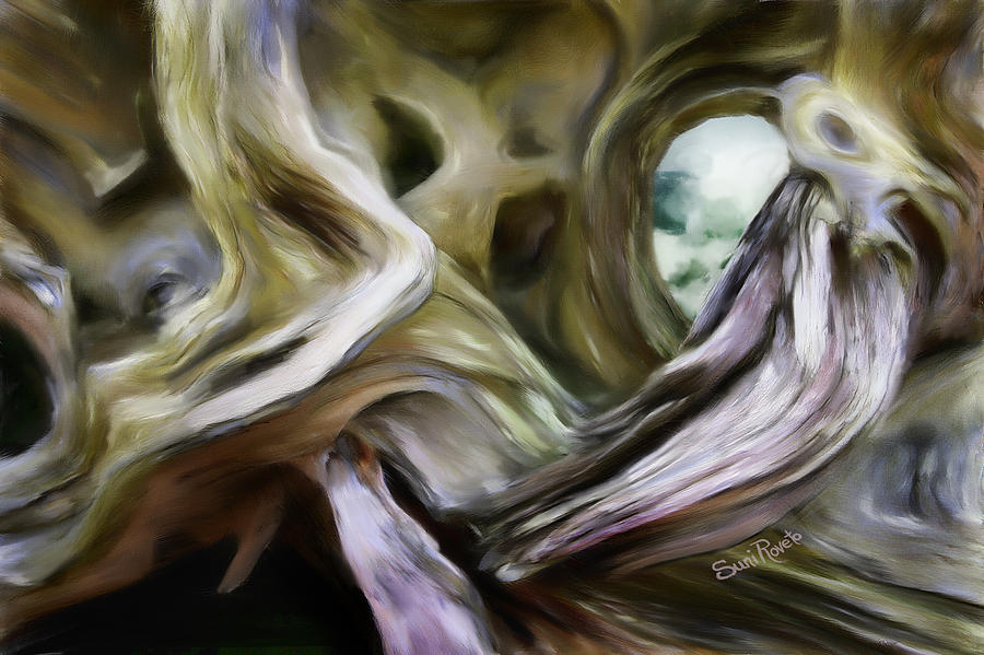 900x599 Driftwood Window Painting By Suni Roveto - Driftwood Painting