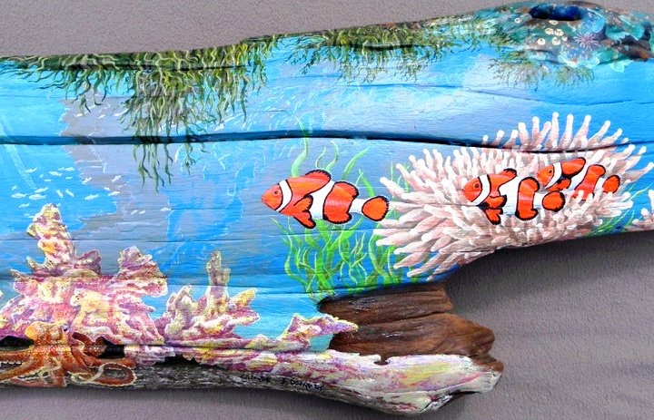 720x463 Artist Painted Driftwood - Driftwood Painting