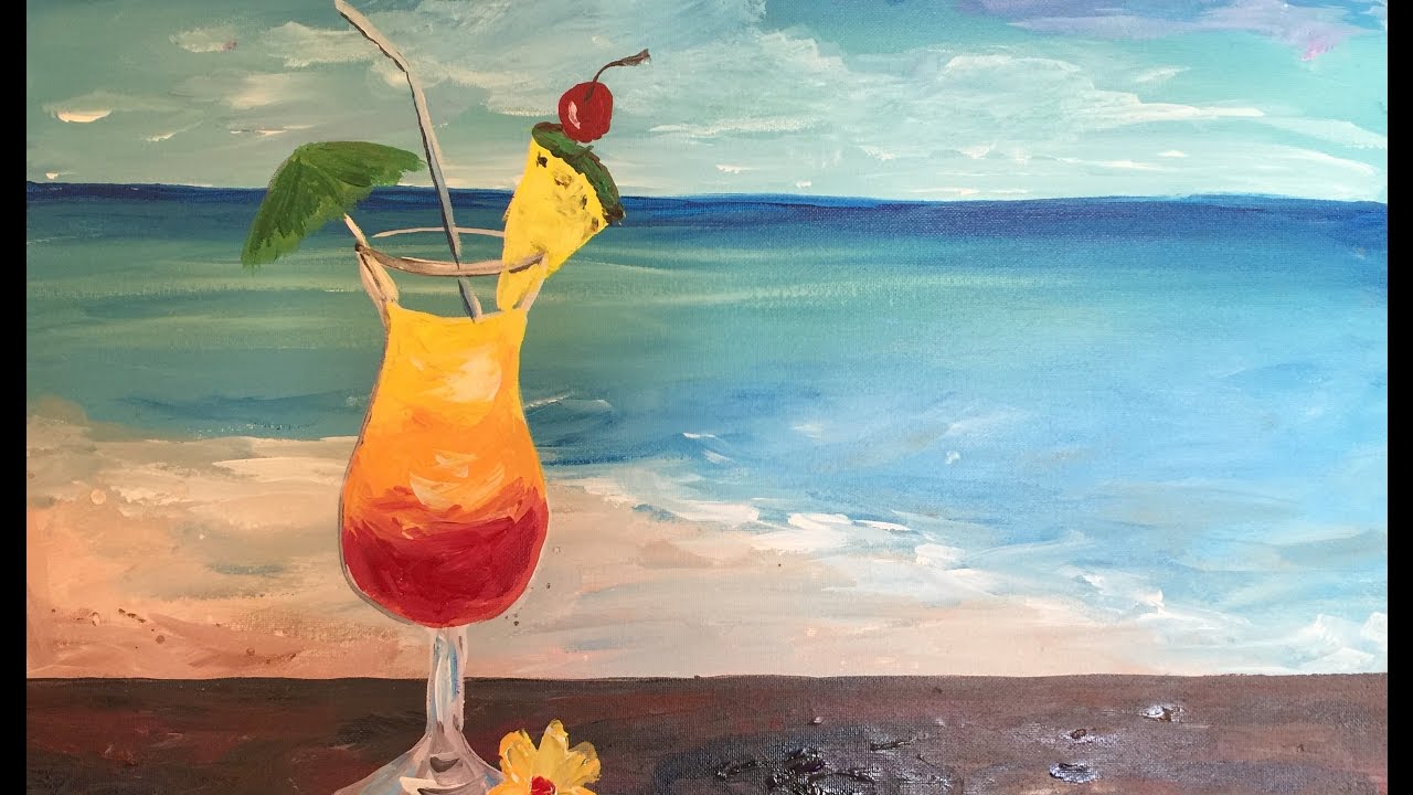 1280x720 Easy Beginner Acrylic Painting Paint And Sip Style. Paint Step By - Drink Painting
