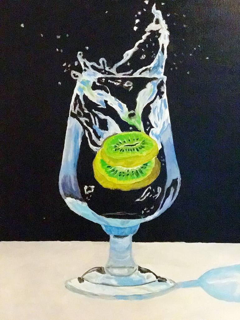 770x1027 Saatchi Art Kiwi Splash Cocktail Painting By Philip Lamptey - Drink Painting