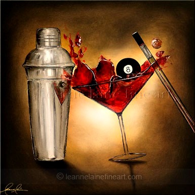 385x385 Sink It, Drink It Mixture Of Pool And Martini Cocktail Art - Drink Painting