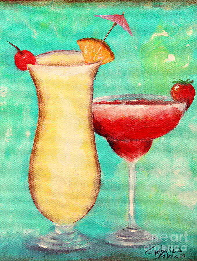679x900 Tropical Drinks Art Painting By Gabriela Valencia - Drink Painting