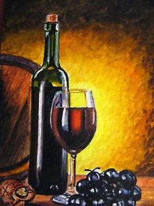 225x300 Watercolor Painting Wine Barrel Glass Bottle Alcohol Drink Grapes - Drink Painting