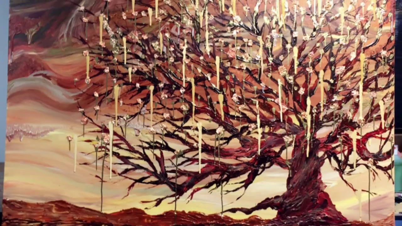 1280x720 Drip Tree Painting - Drip Painting