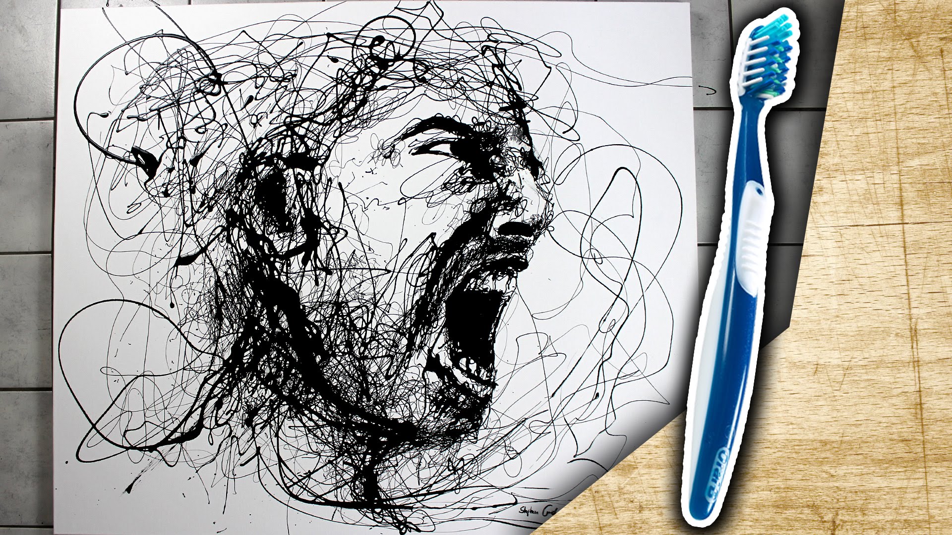1920x1080 Speed Painting With Toothbrush 3 ! Drip Portrait Artgerecht - Drip Painting