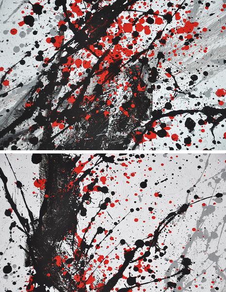 465x600 Hand Painted Minimalist Drip Painting On Canvas, Black, White - Drip Painting Artist