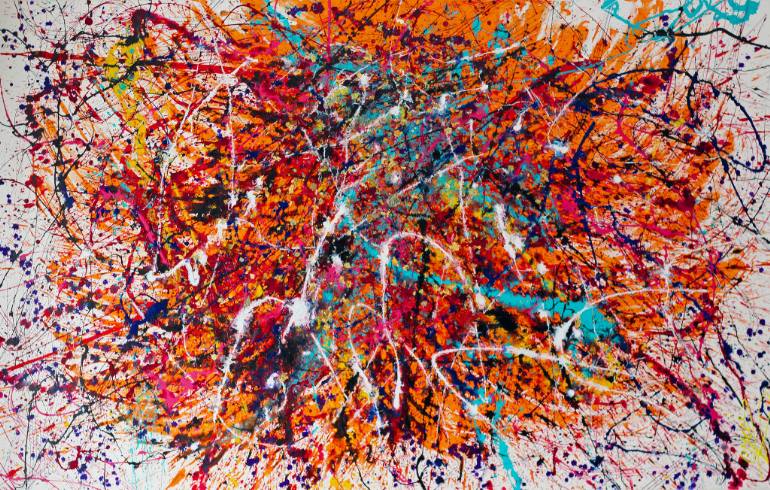 770x490 Saatchi Art Dutch Design Modern Orange Clear Dripping Art - Dripping Painting Art