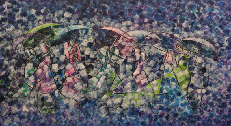 800x439 Drizzle By Artist Sarang Singla Figurative Art Acrylic Paintings - Drizzle Painting