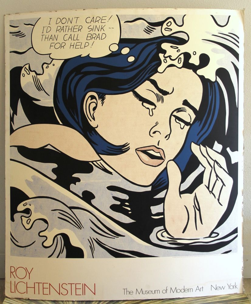 826x1000 Roy Lichtenstein Drowning Girl 1989 New York Serigraph Poster - Drowning Girl Painting