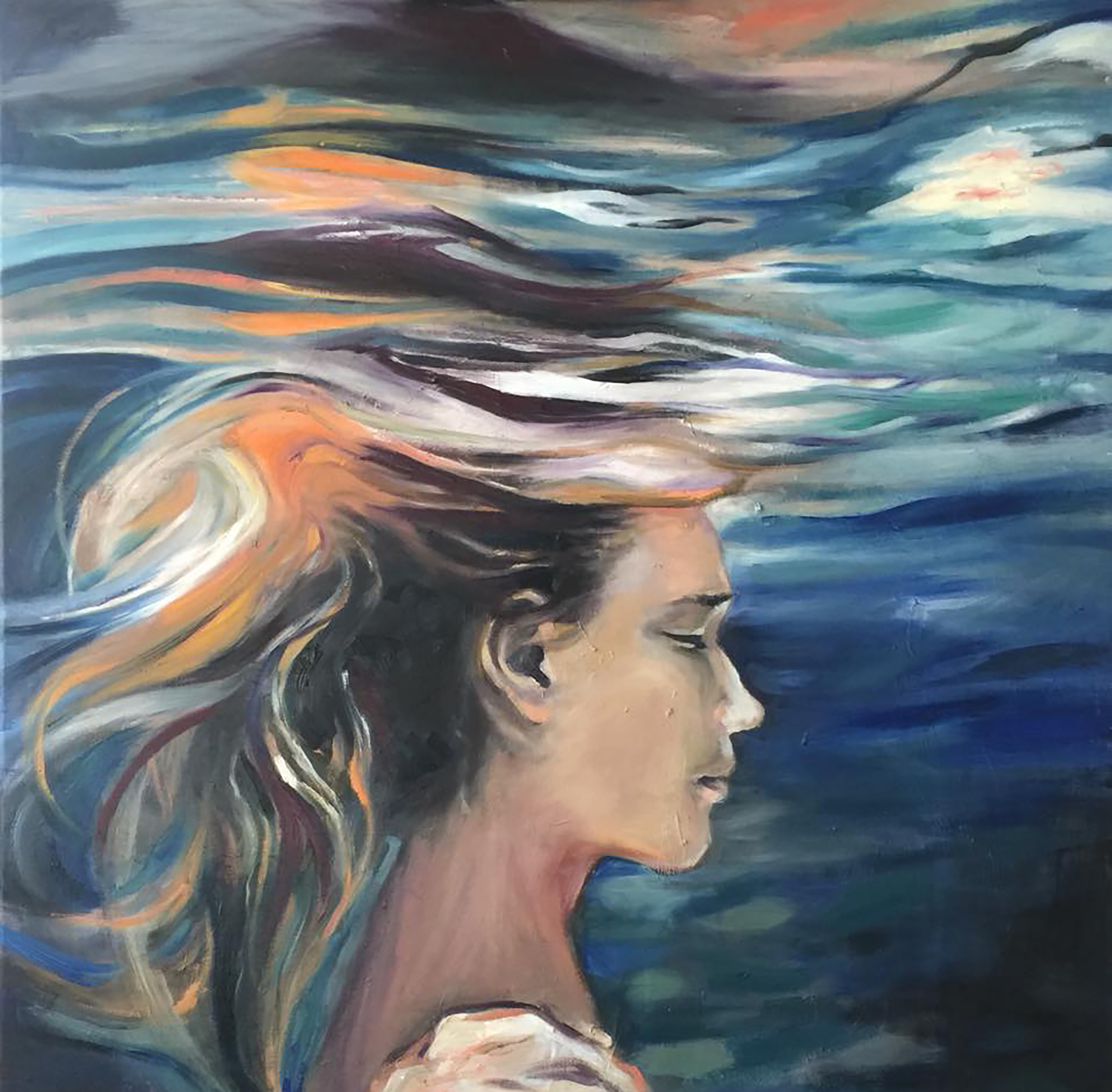 2835x2784 Drowning - Drowning Girl Painting