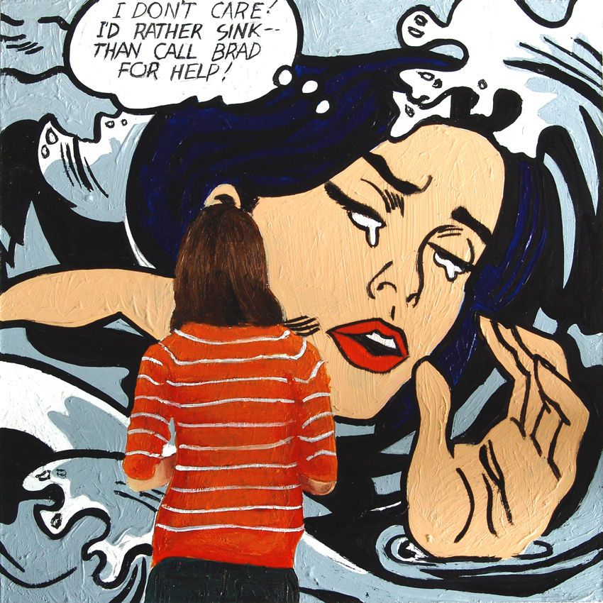 850x850 Drowning Girl (Woman Enjoying Painting By Roy Lichtenstein), 8x8 - Drowning Girl Painting