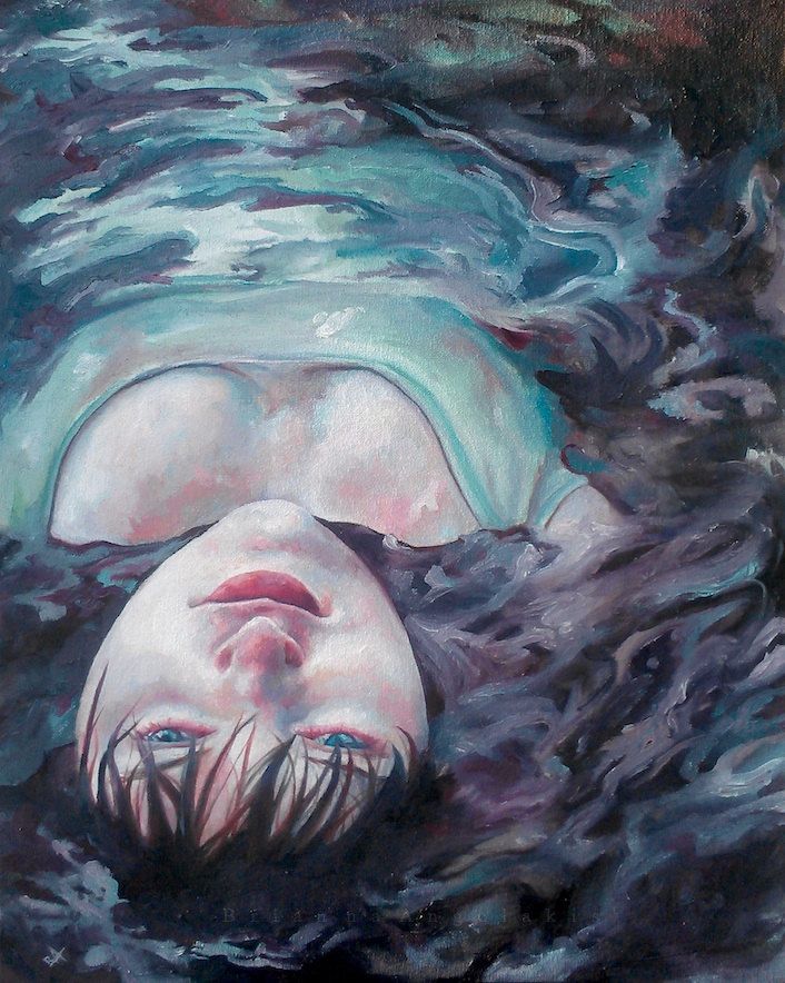 706x884 Saving Fish From Drowning Original Water Portrait Ophelia Oil - Drowning Painting