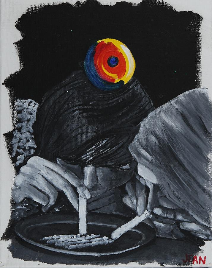 714x900 Drug User's Black And White Life Painting By Jean Kieffer - Drugs Painting