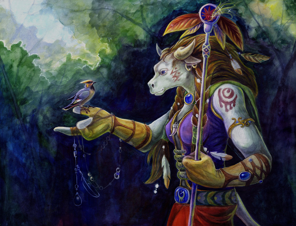 1023x781 Tauren Druid By Mushrushu - Druid Painting