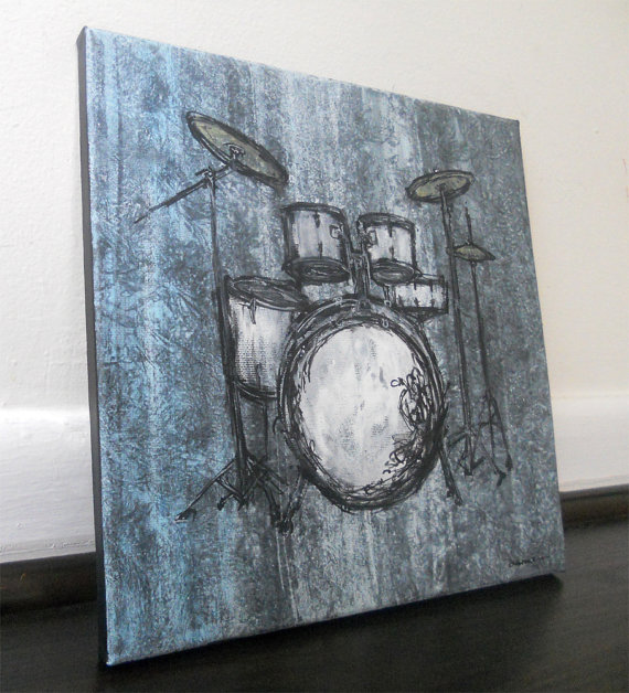 570x628 Drums Art Print Abstract Watercolor Painting Drum Set - Drum Set Painting