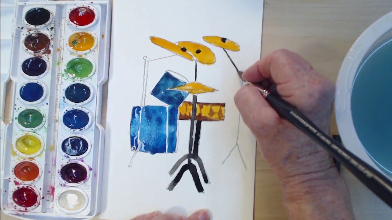 1280x720 How To Draw A Drum Set - Drum Set Painting