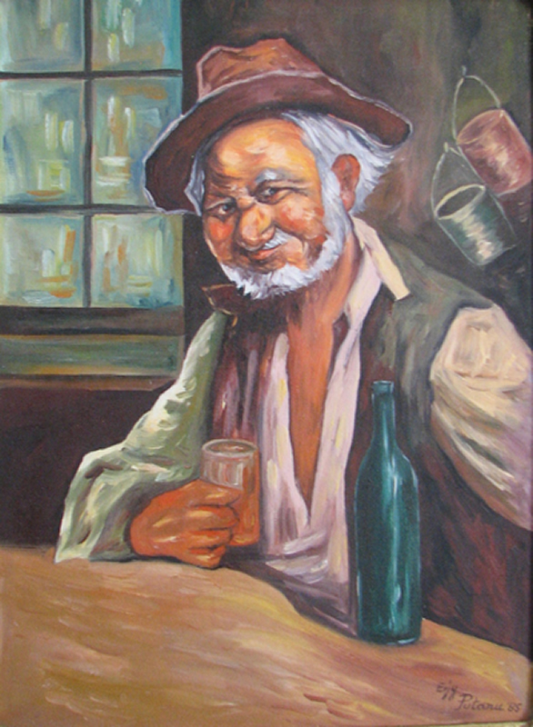 586x800 Gallery Of Oil Paintings On Canvas Old Drunk Man - Drunk Painting