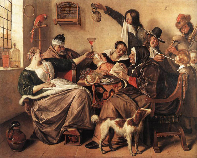 750x604 Jan Steen, The True Dutch Master Of The Rembrandt Period Lords - Drunk Painting