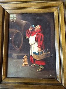 223x300 Vintage Painting Of A Drunk Monk By Richard Detreville Ebay - Drunk Painting