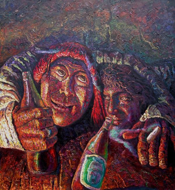 600x652 Drunk Couple (Tsering Nyandak) - Drunk Painting