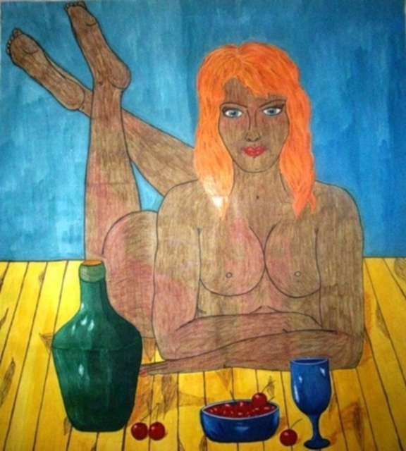 576x640 Donskova Asvetlana Artwork Drunk,cherry,pictures,by,own,blood - Drunk Painting