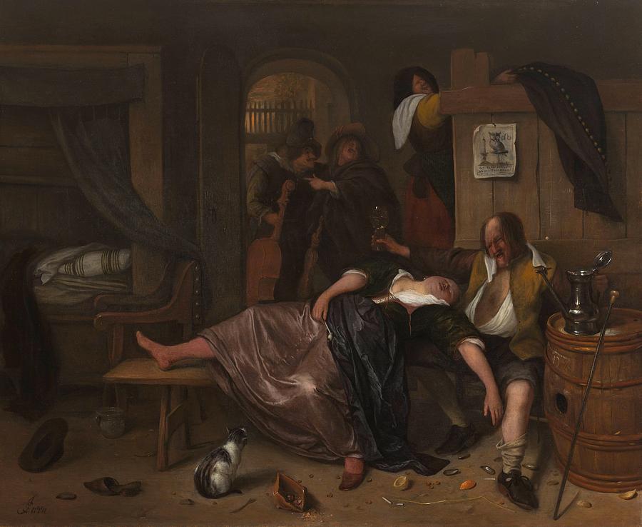900x738 Drunk Couple Painting By Jan Steen - Drunk Painting