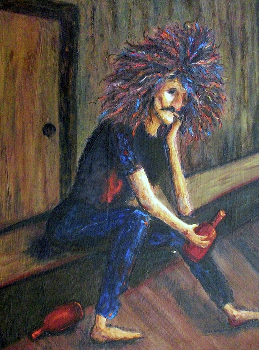 517x699 Drunk On Sidewalk Painting By Suzanne Marie Leclair - Drunk Painting