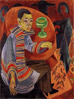 250x333 Kirchner, Self Portrait As A Drunkard, 1919 Art Self Portraits - Drunkard Painting